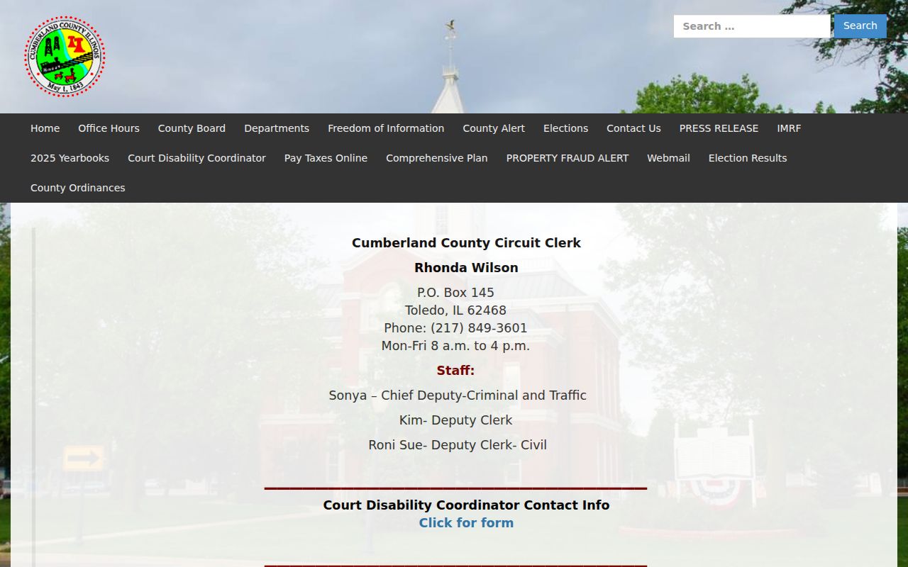 Cumberland County criminal court cases Circuit Clerk access