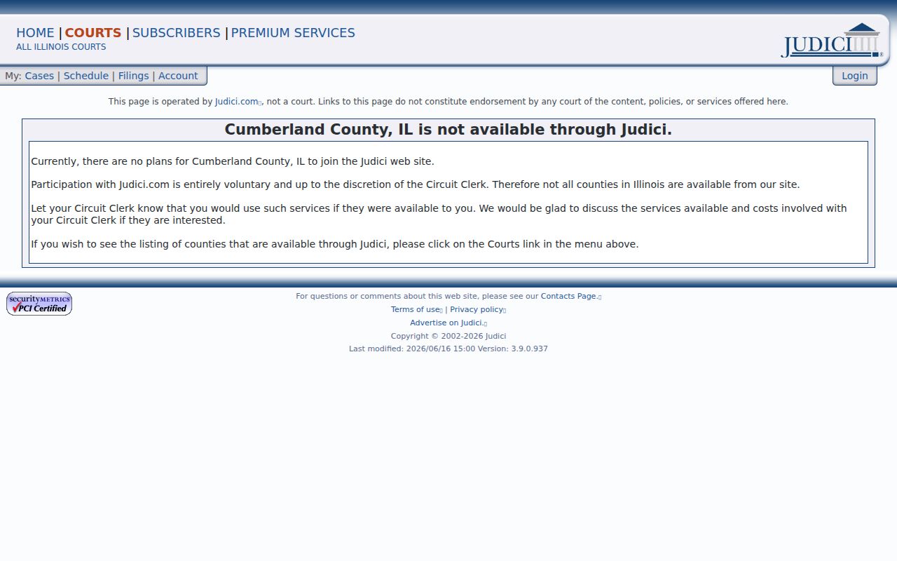 Cumberland County criminal court cases Judici unavailable notice