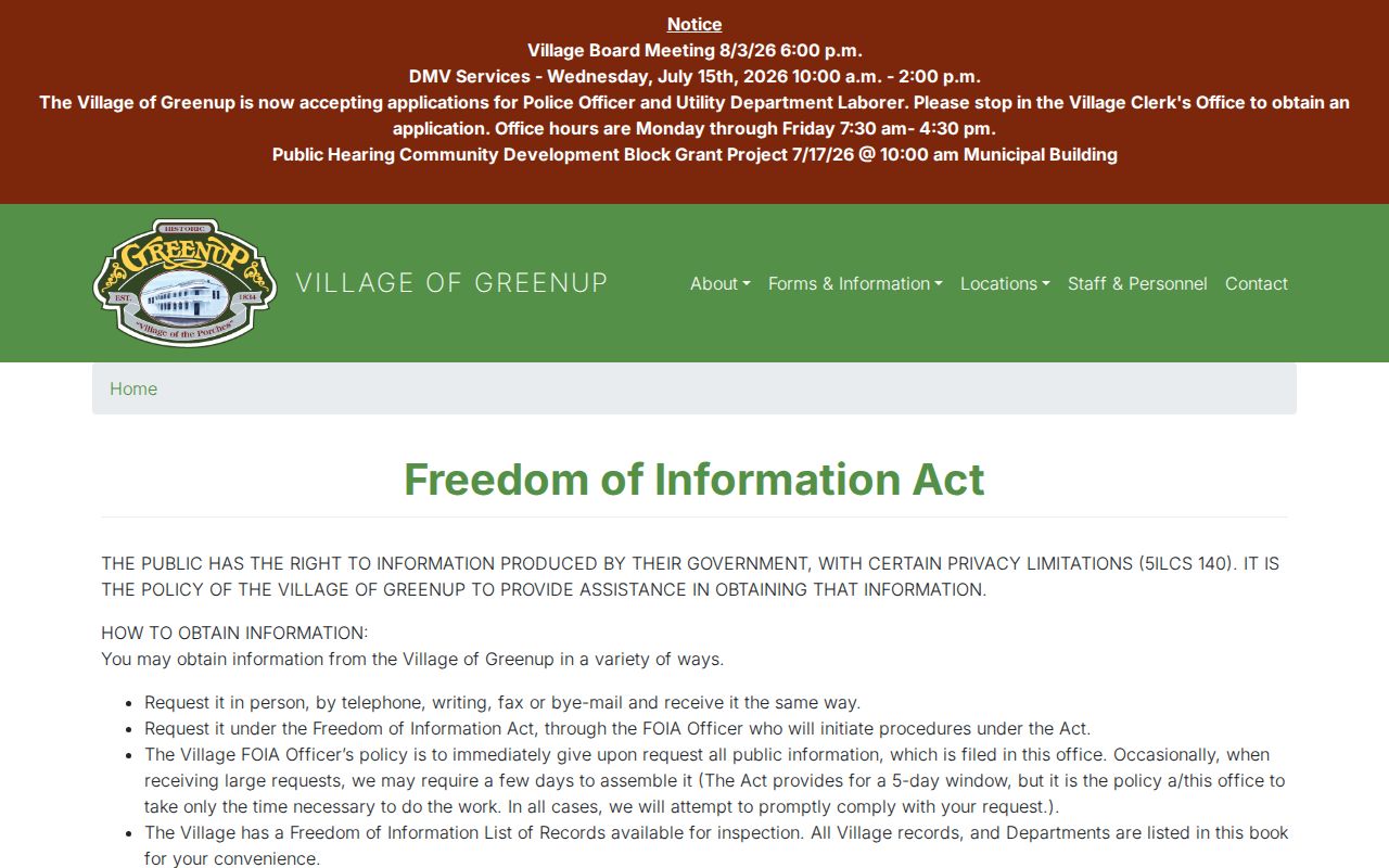 Greenup criminal records FOIA process