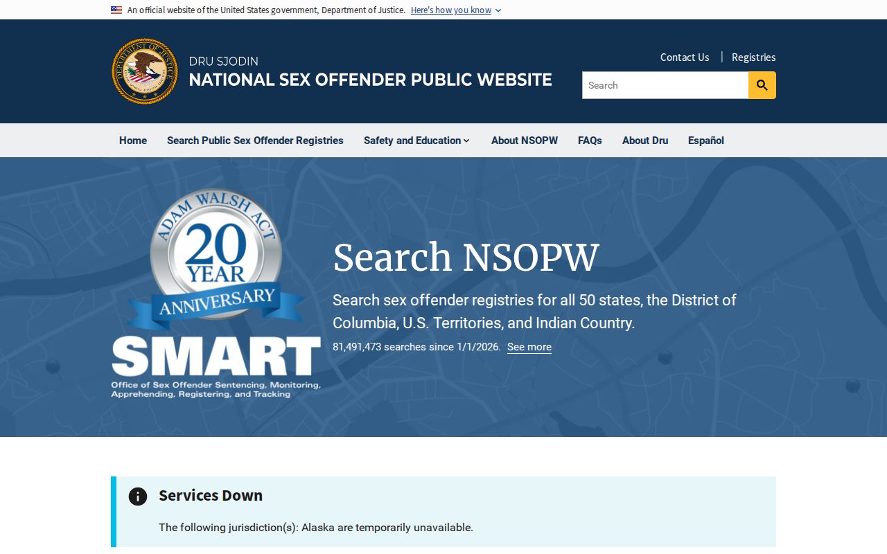 National search used with Cumberland County sex offender records