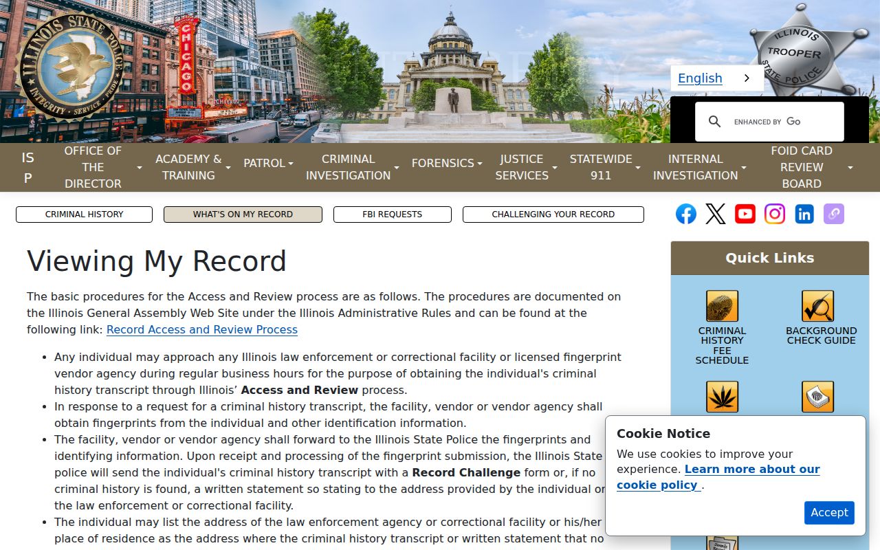 Cumberland County criminal record ISP Access and Review