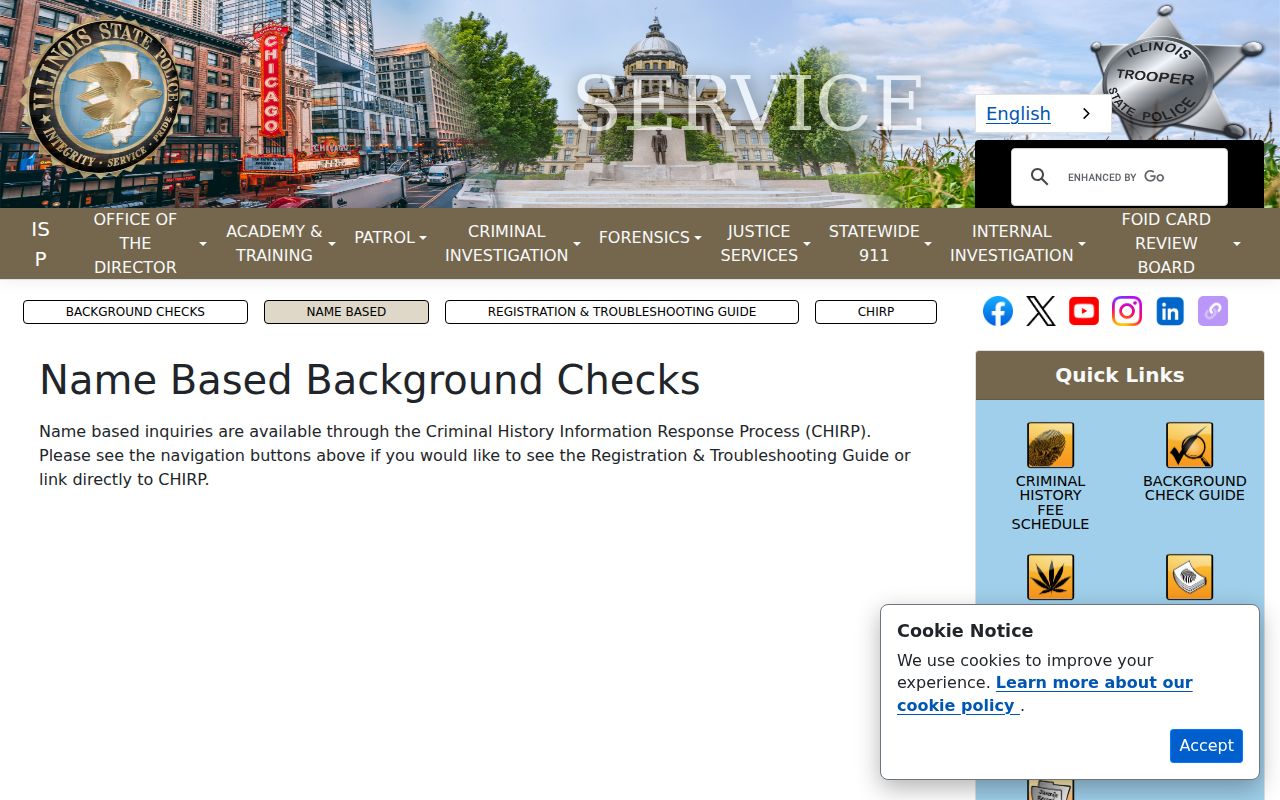 Cumberland County criminal history ISP CHIRP name check